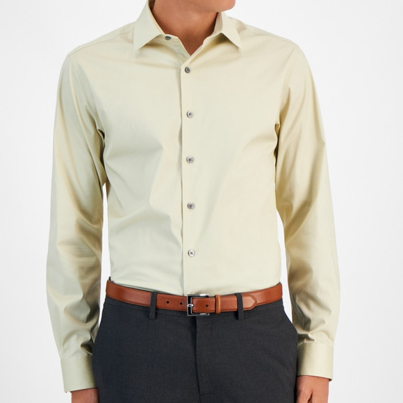Alfani Men's Slim-Fit Temp Regulating Dress Shirt, brown rice 16-16.5 34-35 $65 - Picture 2 of 7